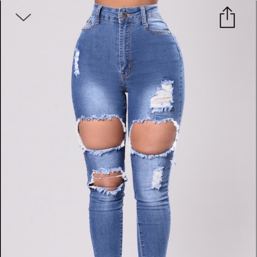 Dark wash fashion nova distressed jeans